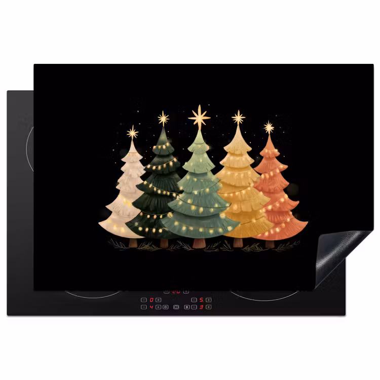 Inductie beschermer - Kerstbomen - Kleurrijk - Lichtjes - Ster — 1