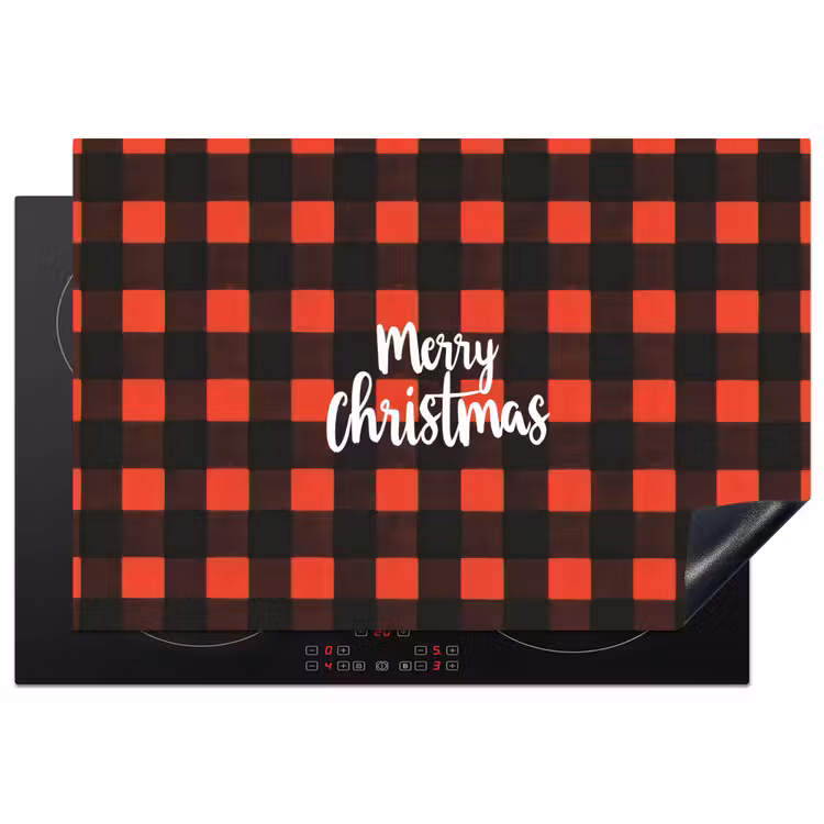 Inductie beschermer - Geruit - Rood - Tekst - Christmas — 1