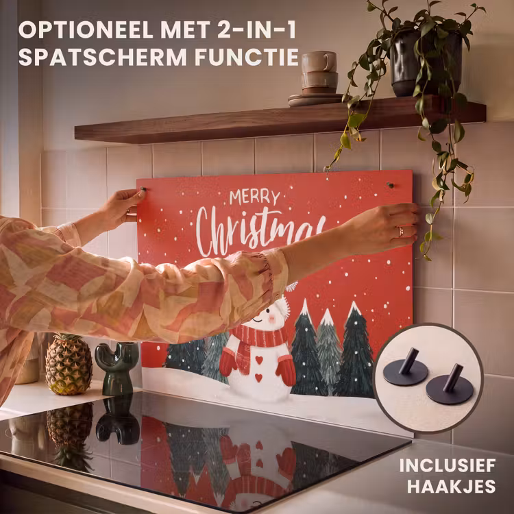 Inductie beschermer - Kerstgroet - Sneeuw - Rood — 10