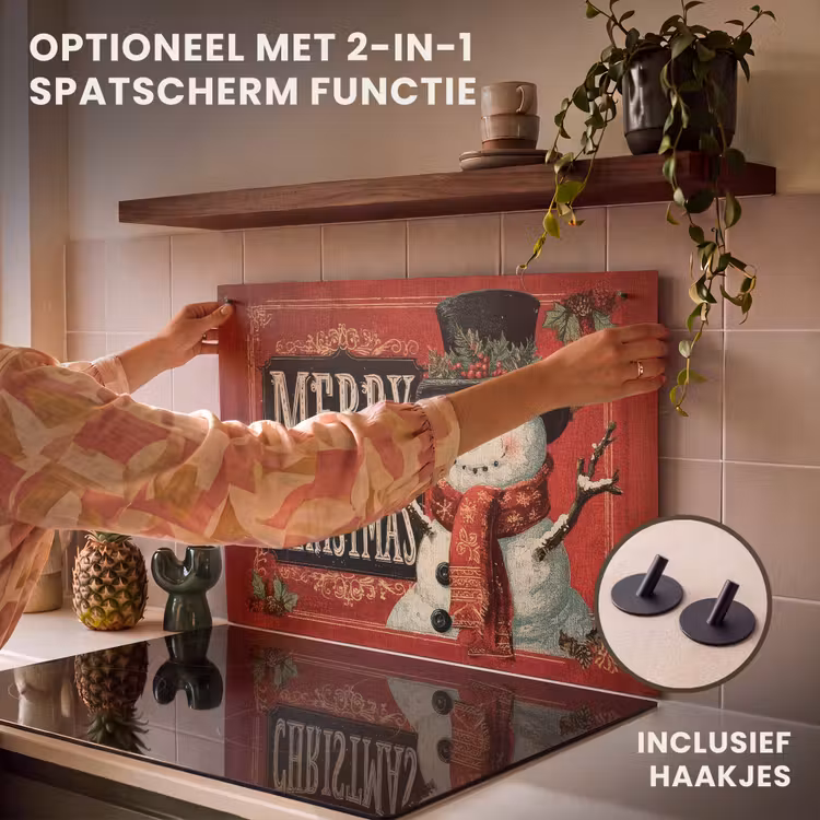 Inductie beschermer - Klassiek - Kerstgroet - Sneeuwpop - Rood — 10