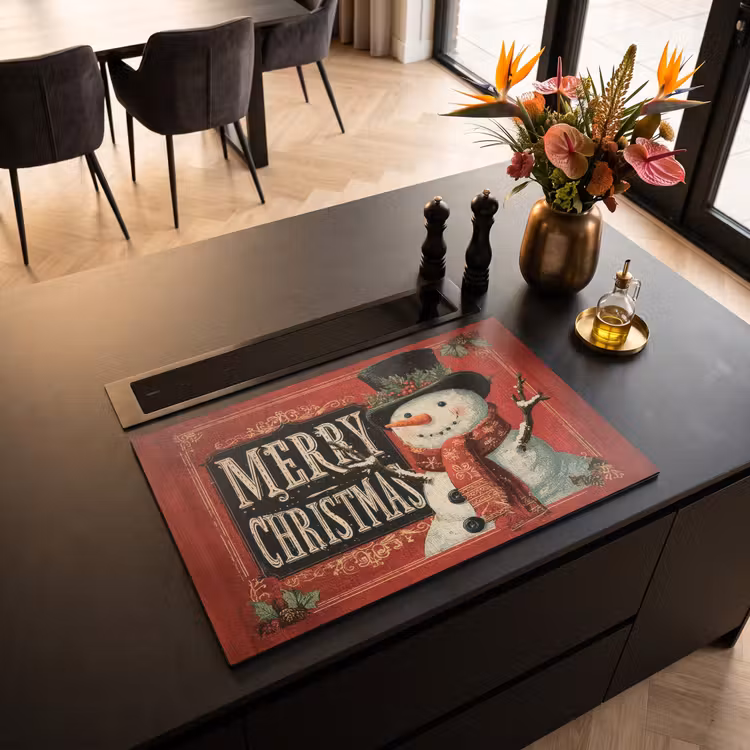 Inductie beschermer - Klassiek - Kerstgroet - Sneeuwpop - Rood — 5