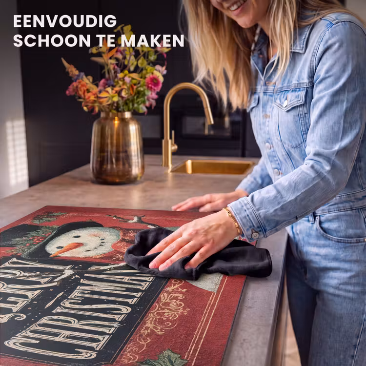 Inductie beschermer - Klassiek - Kerstgroet - Sneeuwpop - Rood — 6
