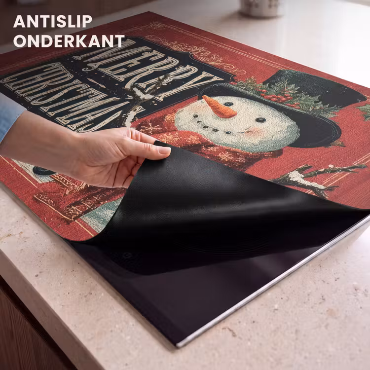 Inductie beschermer - Klassiek - Kerstgroet - Sneeuwpop - Rood — 9