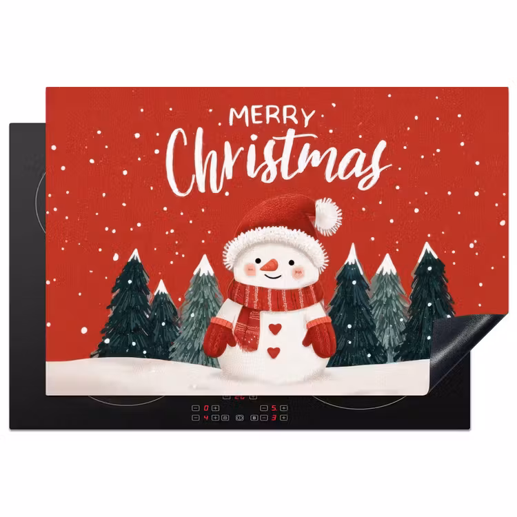 Inductie beschermer - Kerstgroet - Sneeuw - Rood — 1