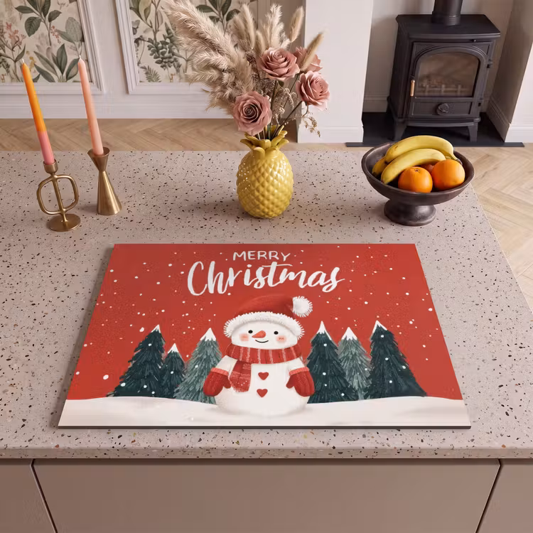 Inductie beschermer - Kerstgroet - Sneeuw - Rood — 2