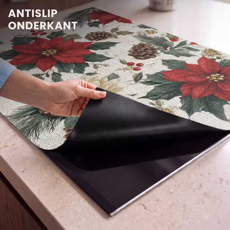 Inductie beschermer - Feestelijk - Textielpatroon - Kerstbloemen - Kleurrijk — 9