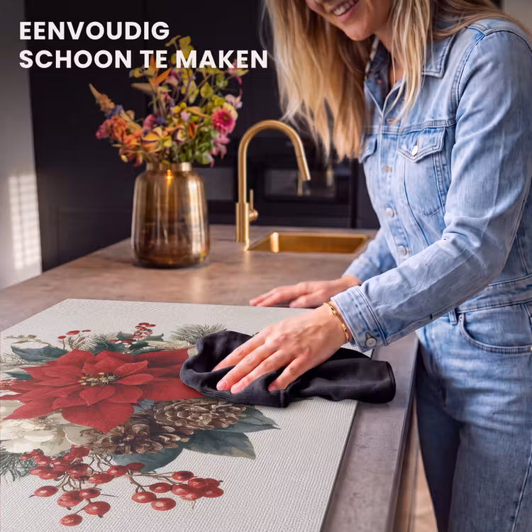 Inductie beschermer - Kerststuk - Poinsettia - Dennenappels - Rood — 6
