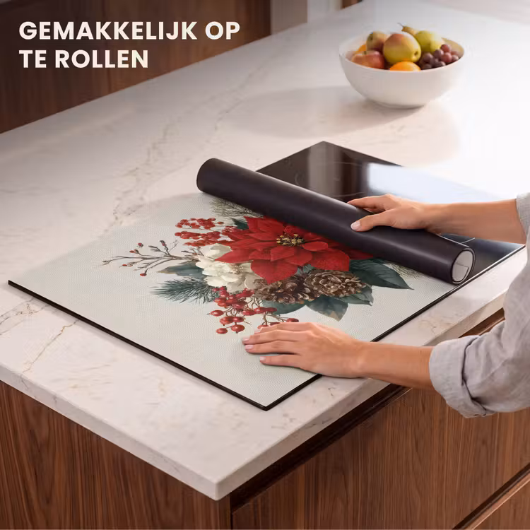 Inductie beschermer - Kerststuk - Poinsettia - Dennenappels - Rood — 7