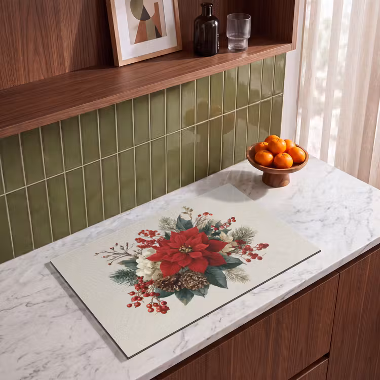 Inductie beschermer - Kerststuk - Poinsettia - Dennenappels - Rood — 8