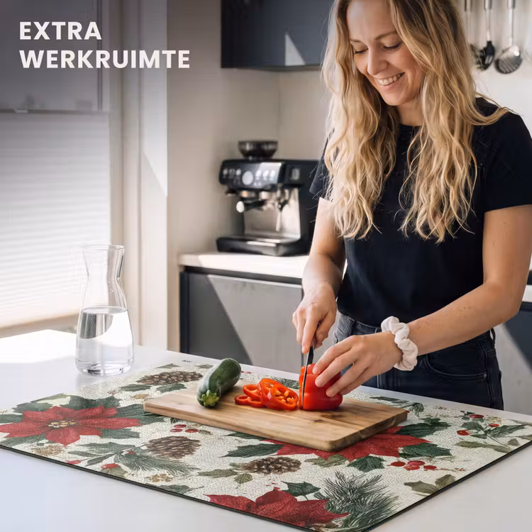 Inductie beschermer - Feestelijk - Textielpatroon - Kerstbloemen - Kleurrijk — 4