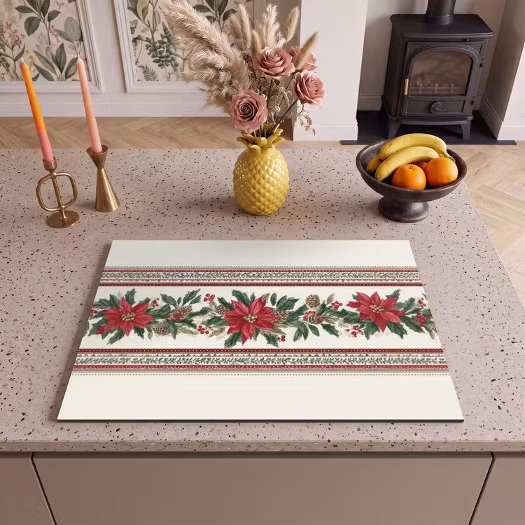 Inductie beschermer - Kerststrook - Poinsettia - Rood - Groen — 2