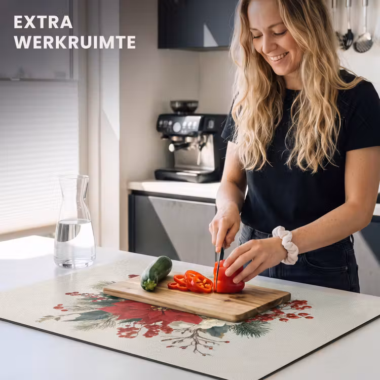Inductie beschermer - Kerststuk - Poinsettia - Dennenappels - Rood — 4