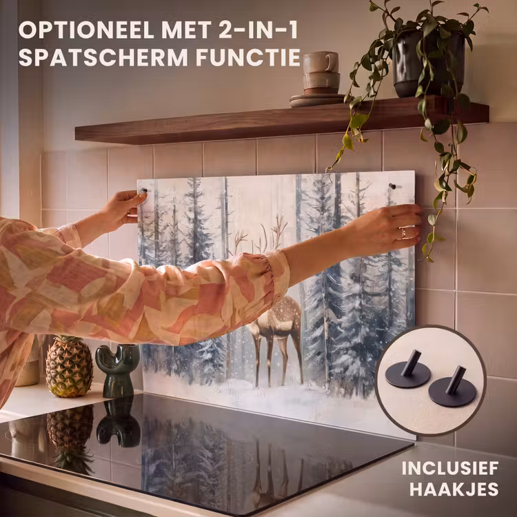 Inductie beschermer - Rendier - Sneeuw - Woud - Wit — 10