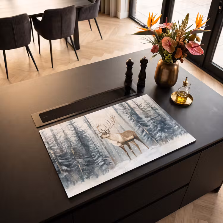 Inductie beschermer - Rendier - Sneeuw - Woud - Wit — 5