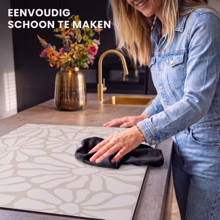 Inductie beschermer - Bloemen - Print - Beige - Bruin - Minimalistisch — 6