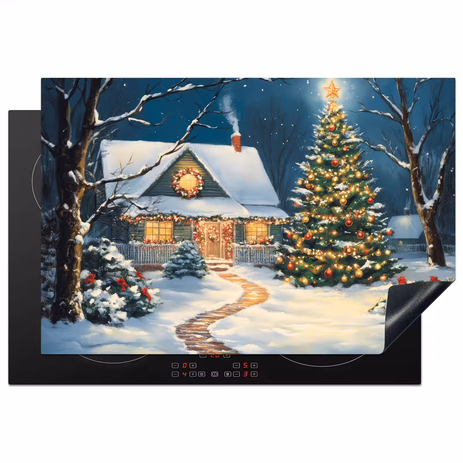 Inductie beschermer - Kerst - Kerstboom - Winter - Huis - Sneeuw — 1