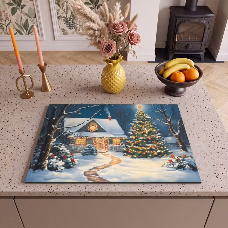 Inductie beschermer - Kerst - Kerstboom - Winter - Huis - Sneeuw — 2