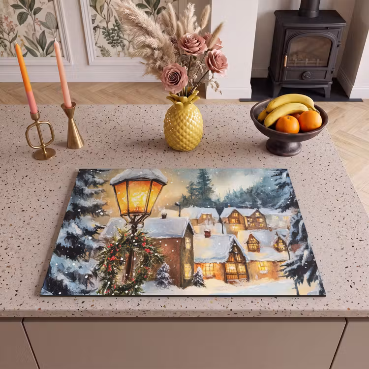 Inductie beschermer - Kerstdorp - Huizen - Sneeuw - Kerst — 2