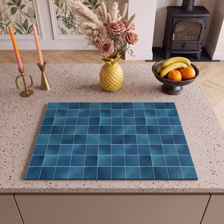 Inductie beschermer - Keramiek - Structuur - Tegel - Blauw — 2