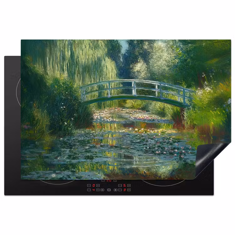 Inductie beschermer - Brug - Hout - Vijver - Waterlelies — 1