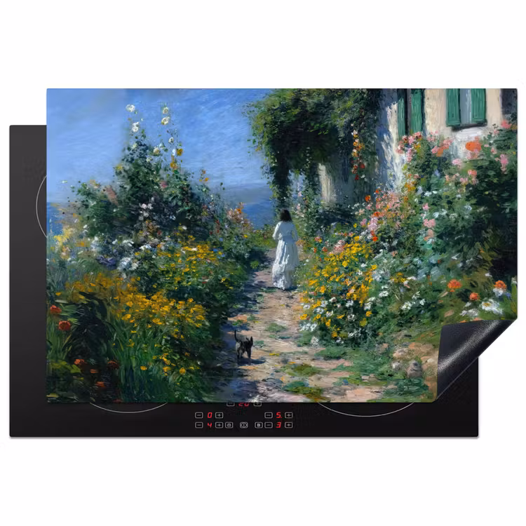 Inductie beschermer - Kat - Vrouw - Bloemen - Huis — 1