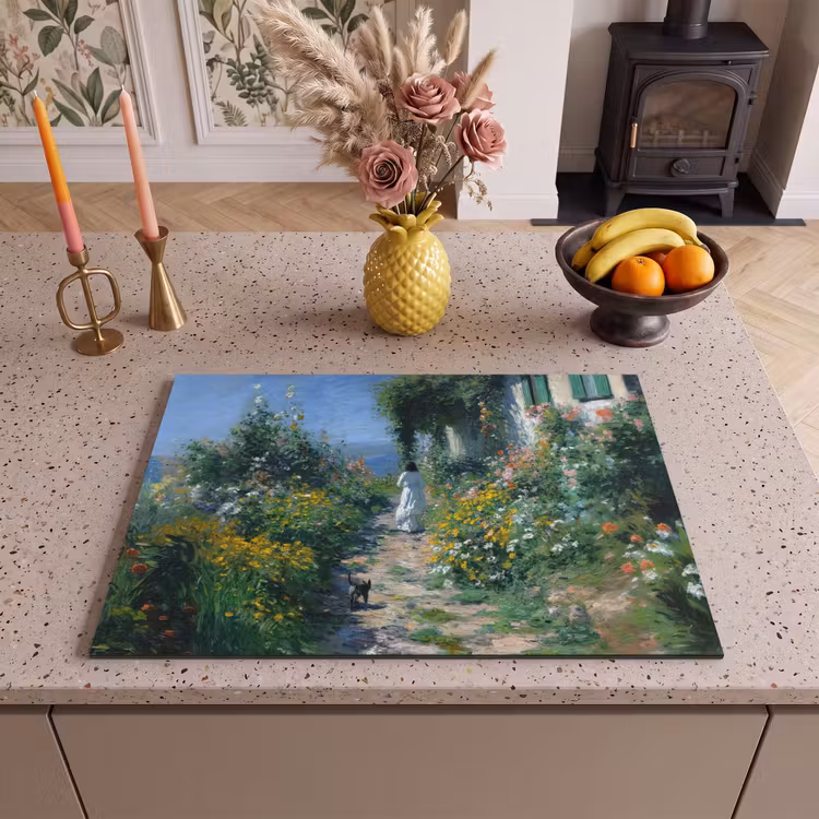 Inductie beschermer - Kat - Vrouw - Bloemen - Huis — 2