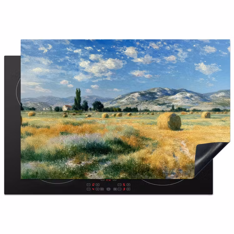 Inductie beschermer - Landschap - Strobalen - Bergen - Wolken — 1
