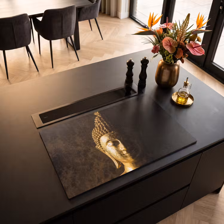 Inductie beschermer - Buddha - Boeddha beeld - Goud - Spiritueel - Zwart — 5