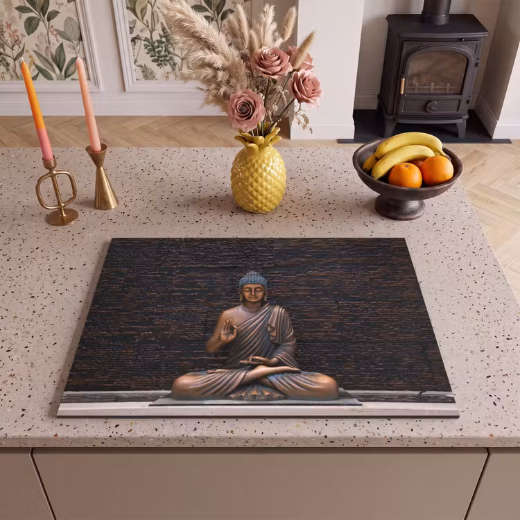 Inductie beschermer - Boeddha - Buddha beeld - Bruin - Spiritueel - Meditatie — 1