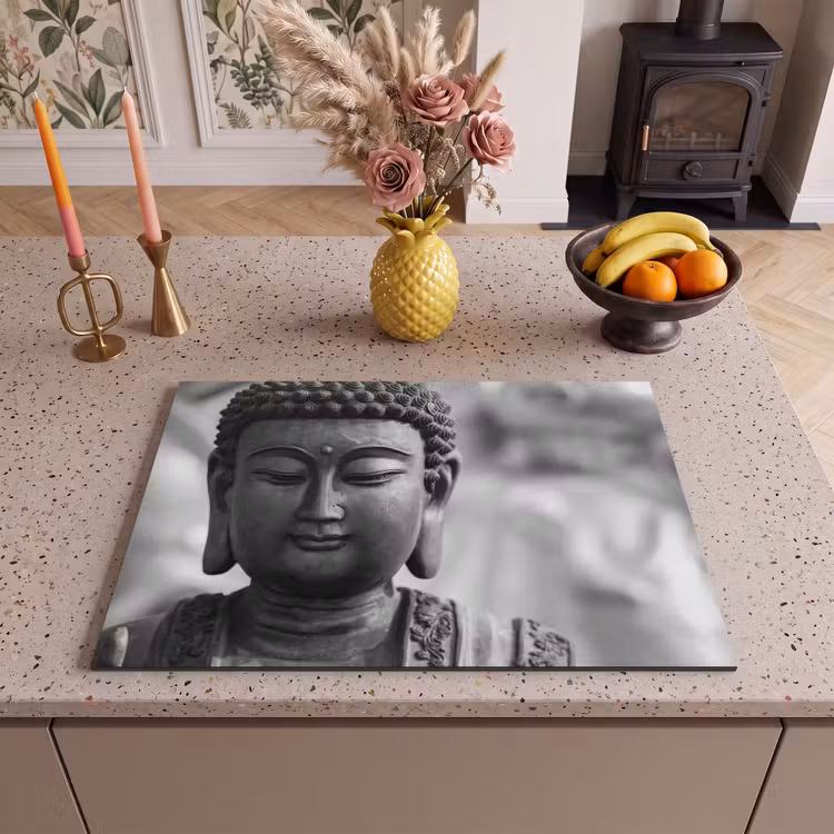 Inductie beschermer - Boeddha - Grijs - Spiritualiteit - Buddha beeld - Religie — 2