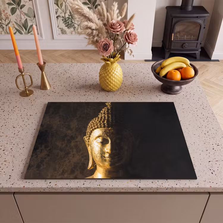 Inductie beschermer - Buddha - Boeddha beeld - Goud - Spiritueel - Zwart — 2
