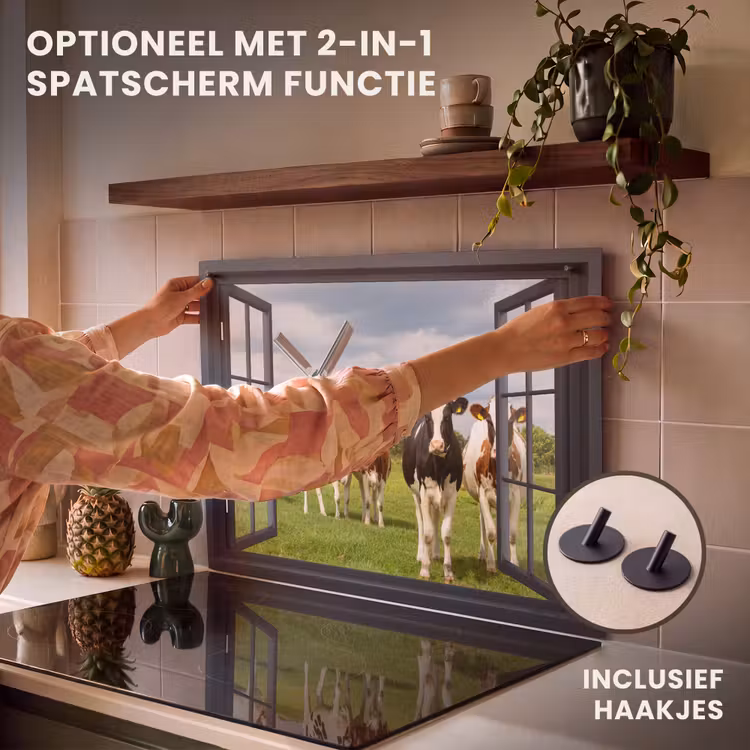 Inductie beschermer - Doorkijk - Koe - Molen - Koeien - Weiland - Gras - Groen — 10