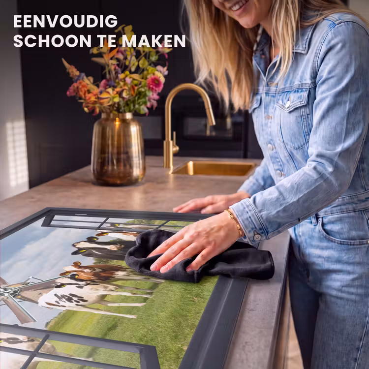 Inductie beschermer - Doorkijk - Koe - Molen - Koeien - Weiland - Gras - Groen — 6