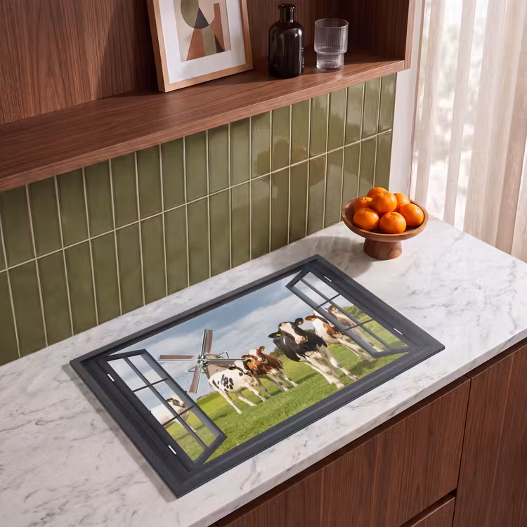 Inductie beschermer - Doorkijk - Koe - Molen - Koeien - Weiland - Gras - Groen — 8