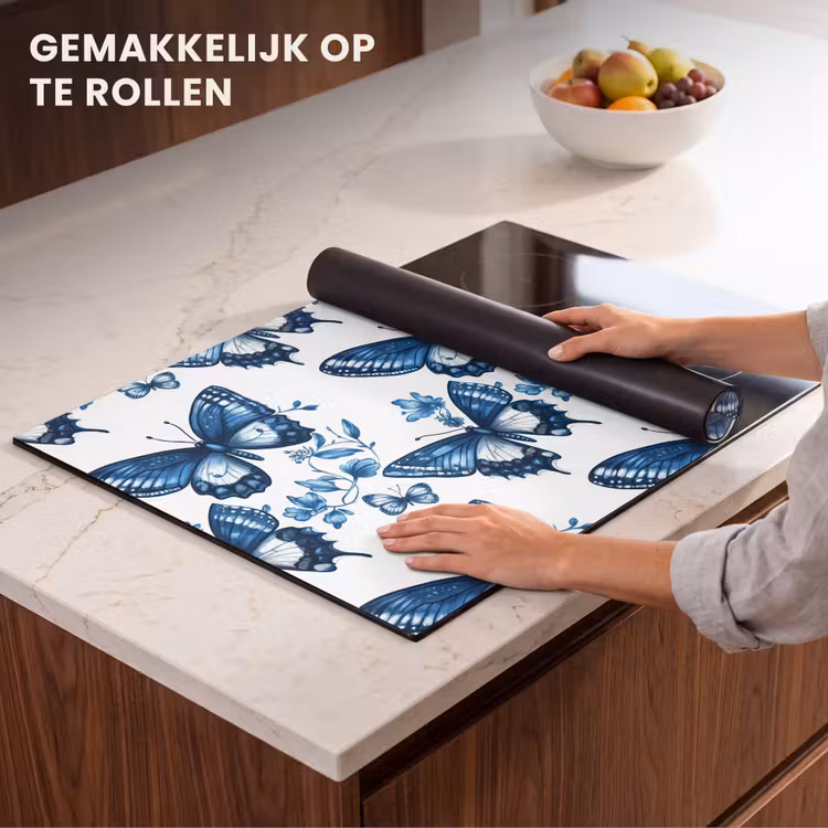 Inductie beschermer - Blauw - Vlinders - Bloemen - Wit — 7