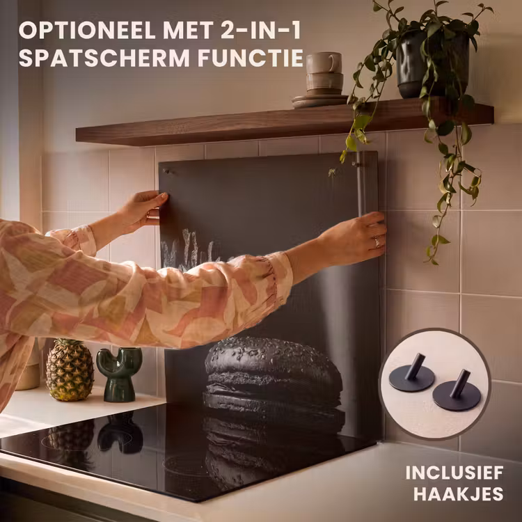 Inductie beschermer - Fastfood maaltijd met een burger en patat in zwart-wit — 10