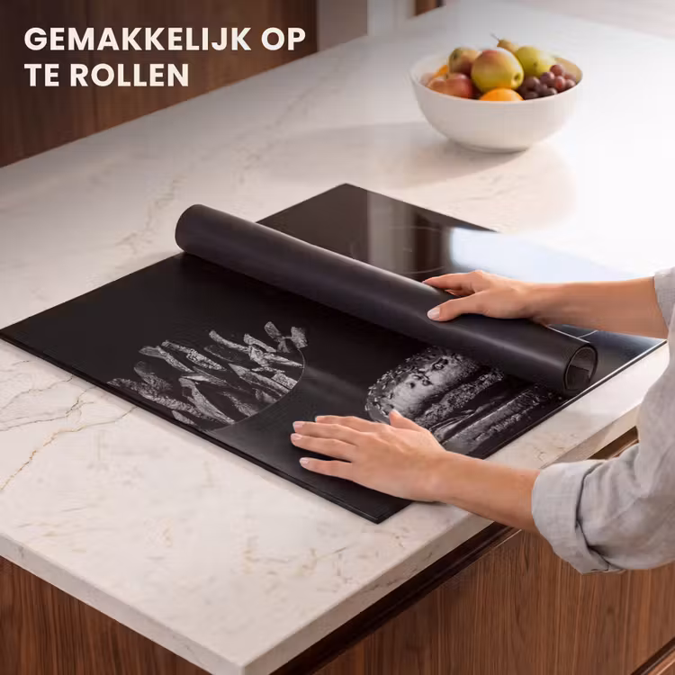Inductie beschermer - Fastfood maaltijd met een burger en patat in zwart-wit — 7