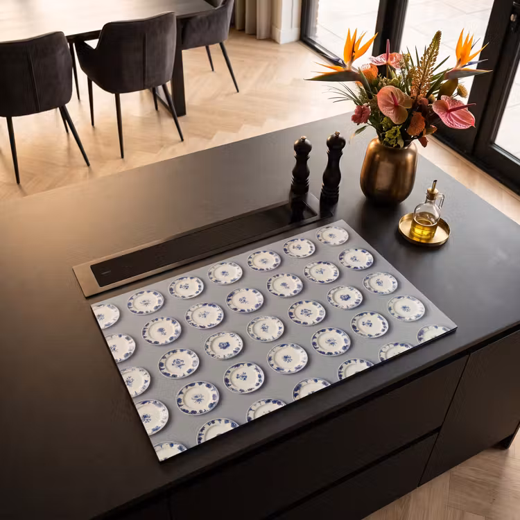 Inductie beschermer - Borden - Bloemen - Blauw - Wit — 5