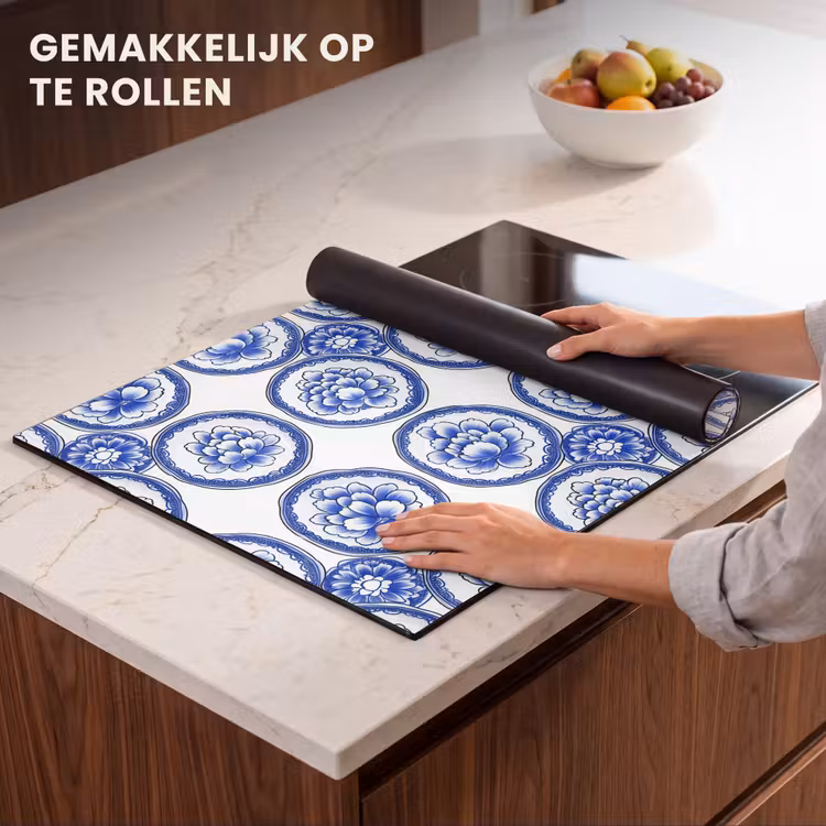 Inductie beschermer - Cirkels - Bloemen - Blauw — 7