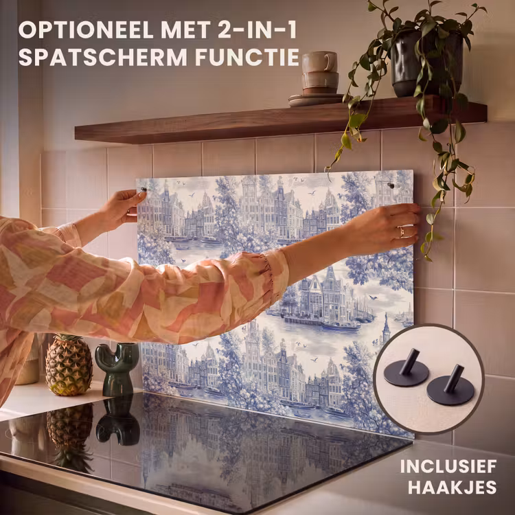 Inductie beschermer - Huizen - Bomen - Water - Vogels - Blauw — 10