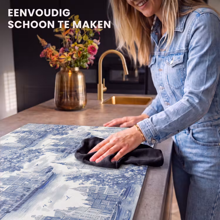 Inductie beschermer - Huizen - Bomen - Water - Vogels - Blauw — 6