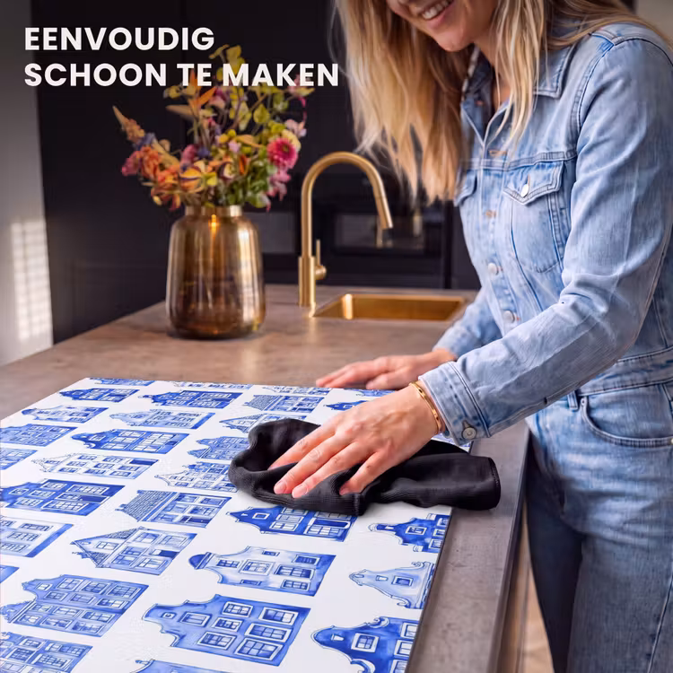 Inductie beschermer - Patroon - Huizen - Blauw — 6