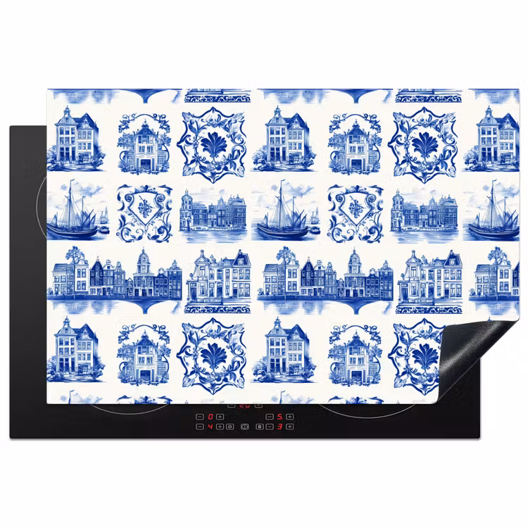 Inductie beschermer - Huizen - Schepen - Blauw — 1