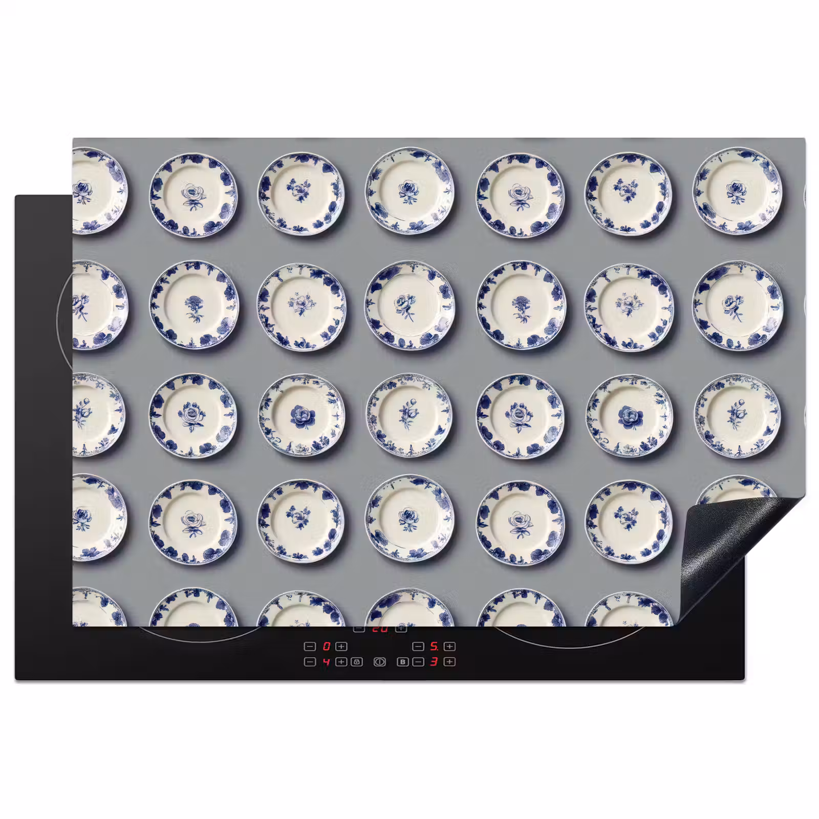 Inductie beschermer - Borden - Bloemen - Blauw - Wit — 1