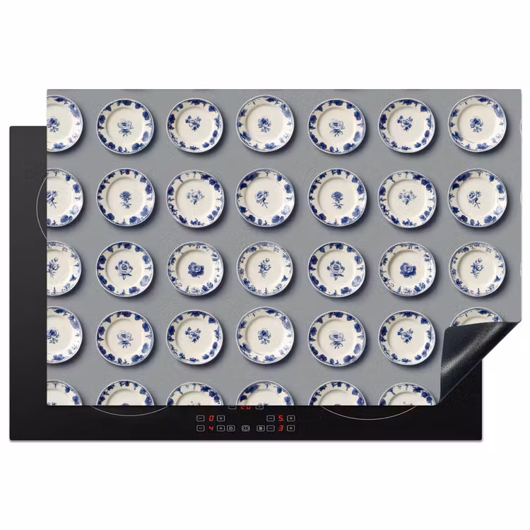 Inductie beschermer - Borden - Bloemen - Blauw - Wit — 1