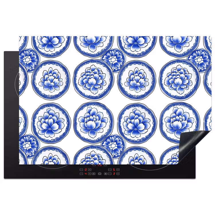 Inductie beschermer - Cirkels - Bloemen - Blauw — 1