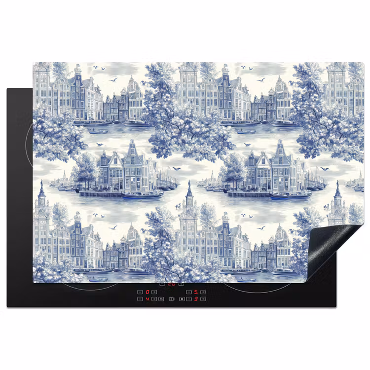 Inductie beschermer - Huizen - Bomen - Water - Vogels - Blauw — 1