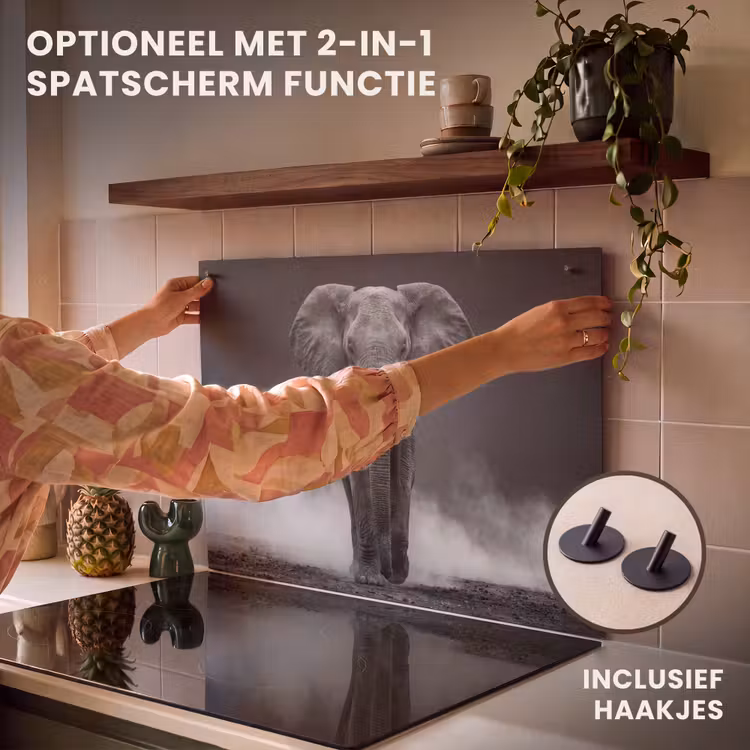 Inductie beschermer - Olifant - Zwart - Wit - Rook — 10
