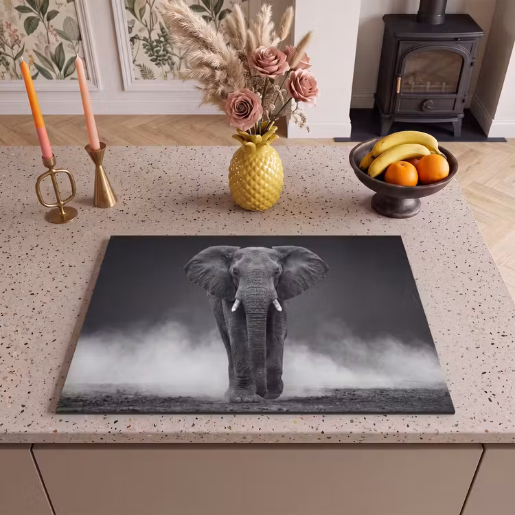 Inductie beschermer - Olifant - Zwart - Wit - Rook — 2