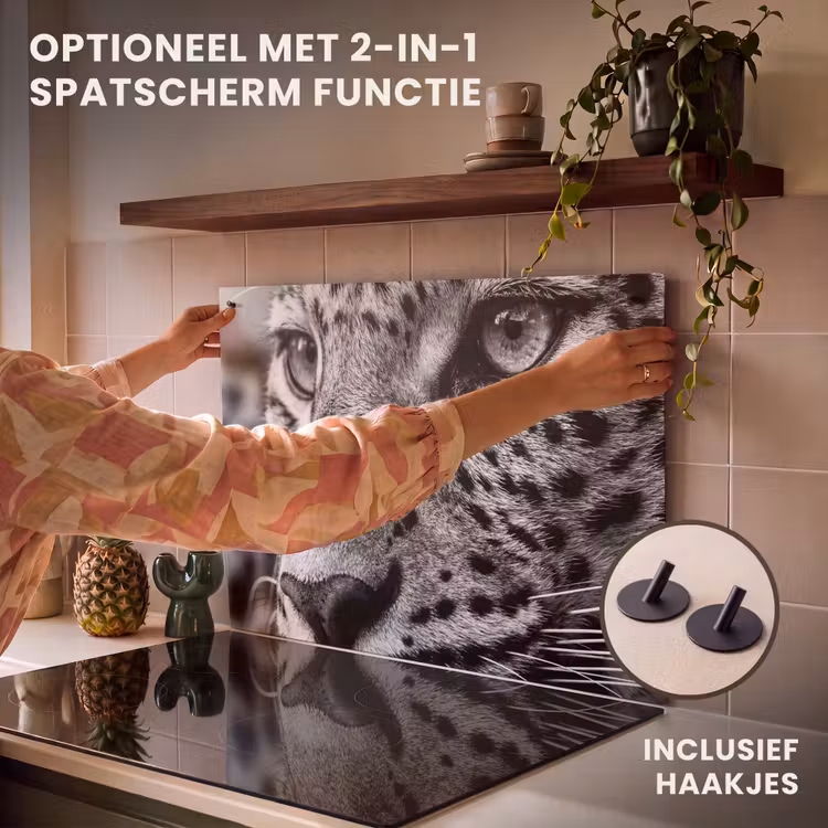 Inductie beschermer - Luipaard - Zwart - Wit - Oog — 10